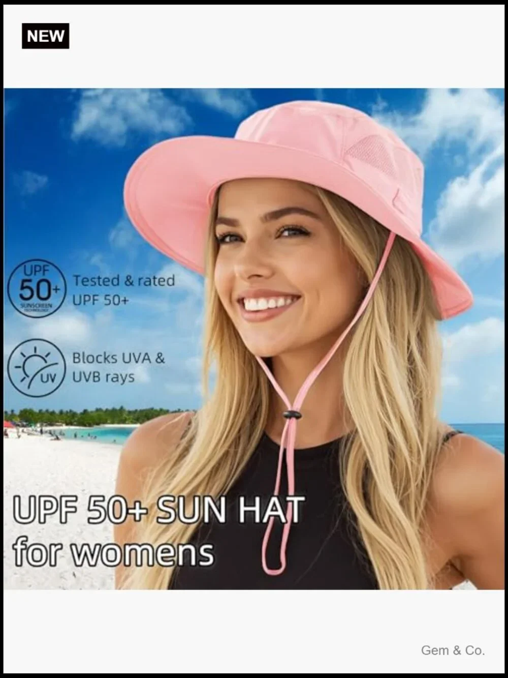 UPF 50+ Sun Hat Wide Brim Bucket Hat for Women Men Beach Fishing Hiking